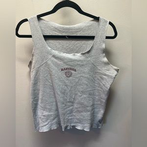 Cropped grey Harvard tank top